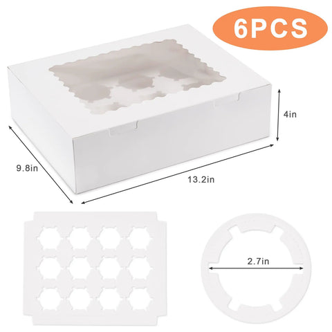 Six Pack Cupcake Boxes With Windows Hold Twelve Cupcakes Bakery Grade Cardboard Containers For Easy Transport And Presentation