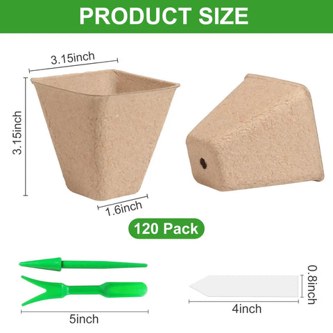 Square Peat Seed Starter Pots, 150 Pack, 3 Inch Biodegradable With Labels, Eco Friendly Nursery Pots For Outdoor Gardens And Seedlings