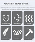 Ultimate Garden Hose Repair Kit Features Rustproof Aluminum Alloy Quick Connectors To Stop Leaks And Boost Water Flow For Your Outdoor Yard Jobs Today; gray connector icons