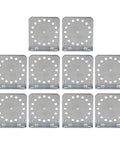 Front view of 10 galvanized angle brackets for outdoor electric fencing system, 8.5x2.3x8.3cm, heavy duty built to last.