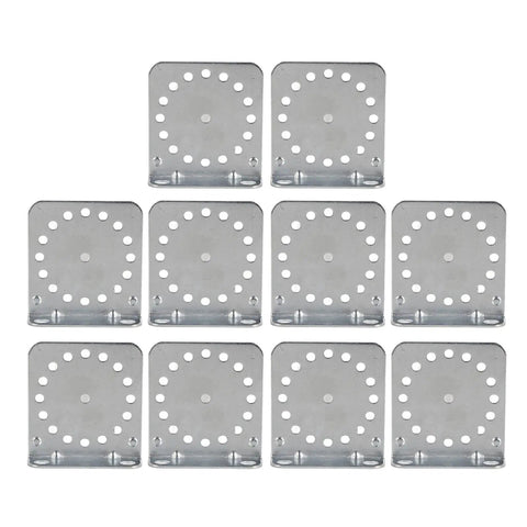 Front view of 10 galvanized angle brackets for outdoor electric fencing system, 8.5x2.3x8.3cm, heavy duty built to last.