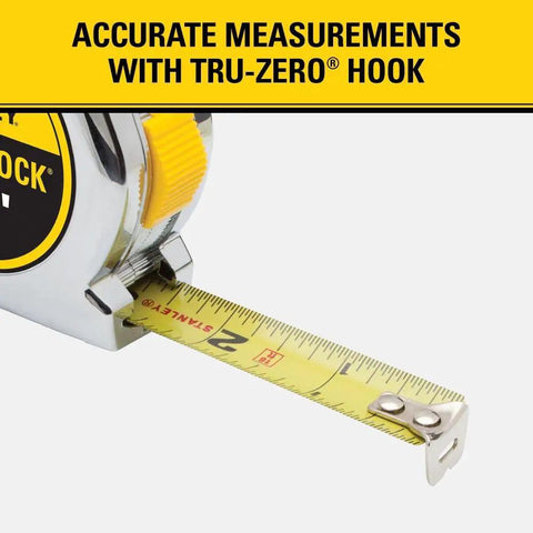 16 Foot Tape Measure Powerlock With Tru Zero End Hook Locking Blade Pro Grade Durable Chrome ABS Case Mylar Blade shown