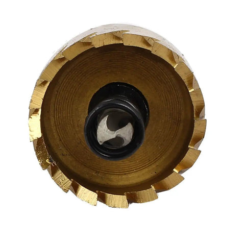 30mm Hole Saw Kit With 73mm Long HSS Cutter, Spring Loaded Twist Drill Bit, front view of saw teeth