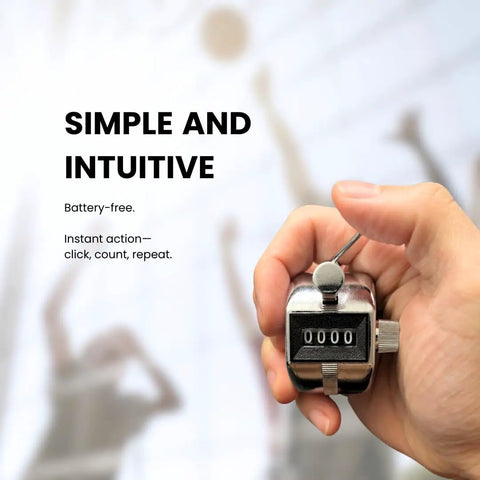 Straight Up Heavy Duty Handheld Tally Counter With Tight Finger Loop Go To Clicker For Lap Counting And Pitch Tracking Battery Free Mechanical Score Tracker That Slaps Every Round, held in hand, metal design, zero count display.