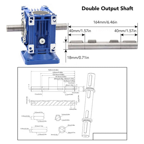 Dual Output Worm Reducer Shaft 18mm Diameter 164mm Length Heavy Duty Bearing Capacity Low Noise High Hardness Premium Alloy Steel diagram