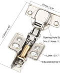 Hidden Cabinet Hinges 2 Pack Full Overlay for Cabinets, built to last heavy duty steel hardware with smooth opening, dimensions shown