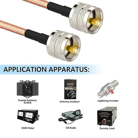 UHF PL-259 To UHF PL-259 Coax Cable 15ft 50 Ohm High Power for CB Radios and Analyzers