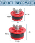 Mechanical end-of-pipe gripper plug, red, 2-pack with wing-nut bolt and black gasket; fits 2 in and 1-1/2 in pipes.