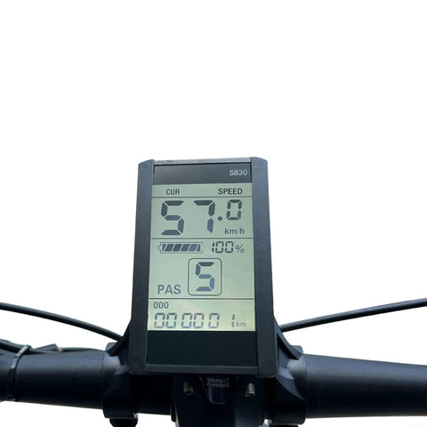 Upgrade Your Ride With Premium S830 LCD Display Screen Featuring 5Pin Sm Connector For 24V 36V And 48V Electric Bike Scooter Smart UART Control Panel Dash For Speed And Battery Monitoring mounted on e-bike handlebar