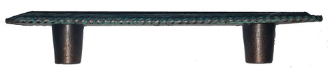 Real Deal Vintage Americana Cabinet Handle Featuring Darn Fine Copper Patina Coating And Sturdy Three Inch Spacing side view showing cup design