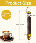 Heavy Duty Wall Mounted Coffee Bean Dispenser With Tight Seal Lids And Slick Red Shell For Stashing Roasted Beans And Keeping Your Kitchen Top Shelf Pro Gear Two Pack Set with dimensions and capacity.
