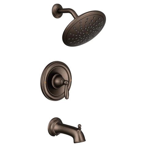 Brantford Tub Shower Trim Kit With Rich Oil Rubbed Bronze Finish showcases 8-inch rainshower head and elegant controls.