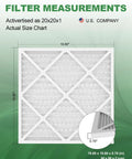 20x20x1 MERV 8 Pleated HVAC Filter For Furnace And AC Units with dimensions and close-up of pleats