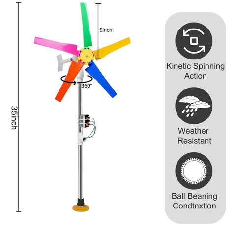 Small Wind Turbine Generator Kit With Wind Powered Light Strip For Backyard Decor Vibe Free Energy Garden Accent 18 Inch Diameter No Batteries Needed Easy Outdoor Setup Eco Friendly Outdoor Lighting