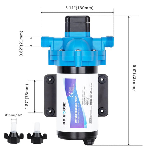 33-Series Industrial Water Pressure Pump 115V 3.3 GPM 45 PSI Diaphragm Pump with self-priming and adjustable pressure