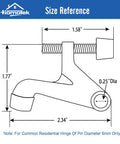 Adjustable Hinge Pin Door Stopper Save Your Floors With No Sweat Setup Heavy Duty Satin Nickel Finish with size reference diagram.