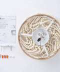 Boho Bohemia Wood Beaded Flush Mount Ceiling Light Three Light Fixture With White Finish assembly kit view