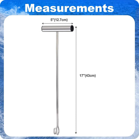 Stainless Steel Hook Remover And Dehooker Tool For Saltwater Fishin 17 Inch Push Pull Dehooker With Anti Lost Design Shark Hook Remover Durable T Handle Easy Safe Extraction For Anglers, 17-inch stainless steel tool with T-handle