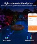 30W Outdoor RGBW Flood Light With Bluetooth App Control, Color Changing LEDs by pool, phone app with music mode displayed