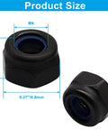 Hella Solid M4 x 0.7mm Nylon Insert Hex Lock Nuts 100 Pc Pack, showing size dimensions, black nylon material, ideal for threaded hardware.