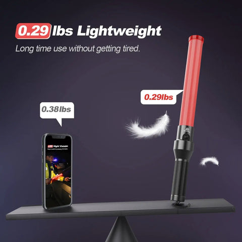 4 Pack 16 Inch LED Traffic Batons With White Tip Light, High Visibility Safety Wands, lightweight baton balanced by feather