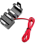 Heavy Duty Split Core Current Transformer With No Sweat Snap On AC Clamp Sensor For EV Chargers Power Grid And 5G Sites, black with red wires.