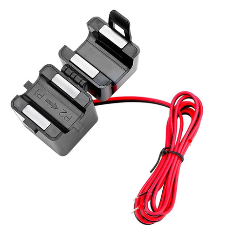 Heavy Duty Split Core Current Transformer With No Sweat Snap On AC Clamp Sensor For EV Chargers Power Grid And 5G Sites, black with red wires.