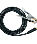 Heavy Duty 200A Ground Clamp With Thick Rubber Insulation And Firm Grip Handle For Safe Welding Jobs Providing Reliable Earth Connection And Durable Performance, featuring a black cable.
