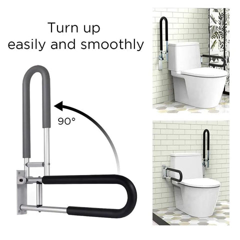 Heavy Duty 23.6 Inch Handicap Grab Bar Wall Mounted Bathroom Rail for Seniors and Elderly, Non Slip Aluminum Toilet Support Handle