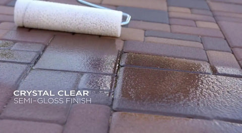 Straight Up Hella Durable Crystal Clear Paver Sealer And Concrete Masonry Guard Water Based Acrylic Coating That Locks Out Grime And Keeps Patios Looking Fresh In A Five Gallon Size applied to paver stones.