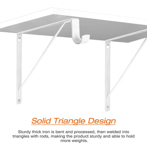 Rock Solid Heavy Duty Closet Shelf And Rod Brackets Wall Mounted Storage Supports Built Like A Tank For Sweet Home Setups White L Shape Brackets with sturdy triangular design.