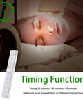Person sleeping beside Wireless RGB Under Cabinet Lighting Kit With 48 LEDs Per Bar showing timing function and remote control