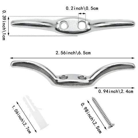 Six Pack Stainless Steel Marine Rope Cleats And Blinds Cord Cleats, Universal Boat Flagpole Hook With Twelve Mounting Screws For Flagpoles