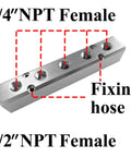 7 Port Aluminum Air Hose Inline Manifold Block Splitter 1/2 NPT Input 1/4 NPT Output Pneumatic Fitting For Air Compressor