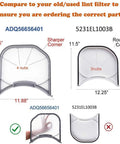 Comparison of Upgraded ADQ56656401 Dryer Lint Filter Replacement with 5231EL1003B model for DLE and DLEX Series
