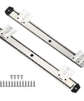 Two Pack 350mm Telescopic Keyboard Tray Guides With Height Adjustable Steel Rails In Black And Silver Heavy Duty Ball Bearing Sliding Runners Smooth Quiet Glide 40kg Capacity Badass Durability For Your Desk Always, with screws