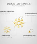 Snowflake-Shaped Compact Multi Tool Wrench for Eyewear, Bike, and Camping Repairs, showing metal hex key set and keychain clip.