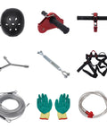 120Ft Zip Line Kit For Backyard Fun With Stainless Steel Spring Brake Rubber Heads Safety Belt Two Pairs Gloves