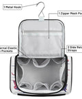 Open view of Aircraft Pattern Travel Toiletry Bag For Women And Men, Large Capacity 10.2 x 6.5 x 9.2 Inches with interior compartments.