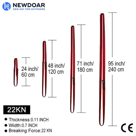 16mm Climbing Slings Set Three Pack In Red 24 Inch 60 Cm 48 Inch 120 Cm 71 Inch 180 Cm 95 Inch 240 Cm Lengths Durable 23 kN