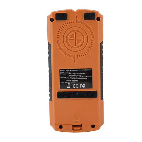 FTVOGUE 5-in-1 Wall Scanner Stud Finder with LCD Display Five Scanning Modes for Wood Metal and AC Wire Detection (Yellow) back view
