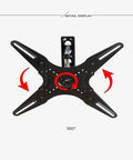 Universal Desk TV Stand With 360 Degree Rotating Wall Mount Bracket, detail view of black mounting bracket showing 360° rotation.