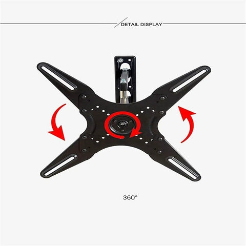 Universal Desk TV Stand With 360 Degree Rotating Wall Mount Bracket, detail view of black mounting bracket showing 360° rotation.