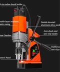Heavy-Duty Magnetic Drill Press With 1380W Copper Motor And 16mm Boring Capacity showcasing control panel and anti-slip handle.