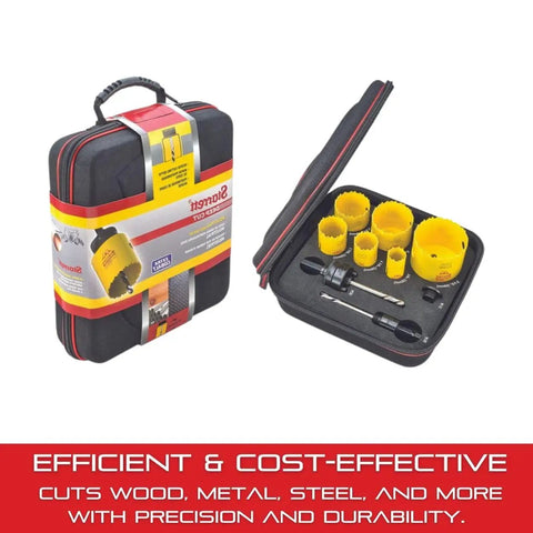 Deep Cut Hole Saw Electricians Kit With 6 Hole Saws And 3 Accessories For Wood Metal And Steel, 2 Inch Cutting Depth