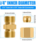 4-pack brass compression fittings, 1/4 in tube OD to 1/4 in tube OD ice maker water line connectors for refrigerator and plumbing