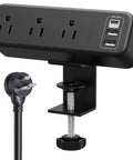 Desk Clamp Power Strip With USB C And USB Ports, 3 Outlets, Desktop Mount Power Station, Removable Clamp, 6.5 Foot Extension Cord