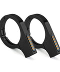 Universal 43 46mm Front Fork LED Turn Signals for Motorcycles 12V Amber Indicator Lights with Clamps, two-pack CNC aluminum
