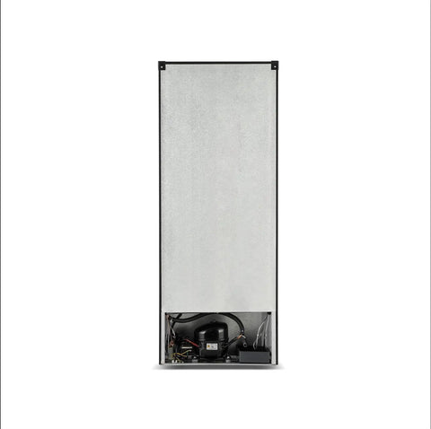 Six Point Five Cubic Foot Garage Ready Convertible Refrigerator Freezer smooth back view showcasing aluminum finish and compressor.