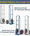 Heavy Duty Hand Truck Dolly With 660 Lb Capacity And 13 Inch Pneumatic Wheels For Smooth Moves Across Surfaces Steel Cart